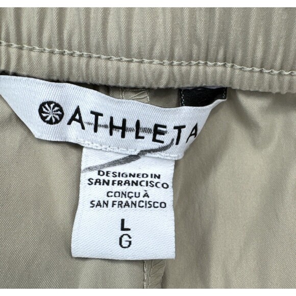Athleta Cascade High Rise Cargo Poplin Pants Pockets UV Breathable Oak Tan Sz L - Picture 4 of 10